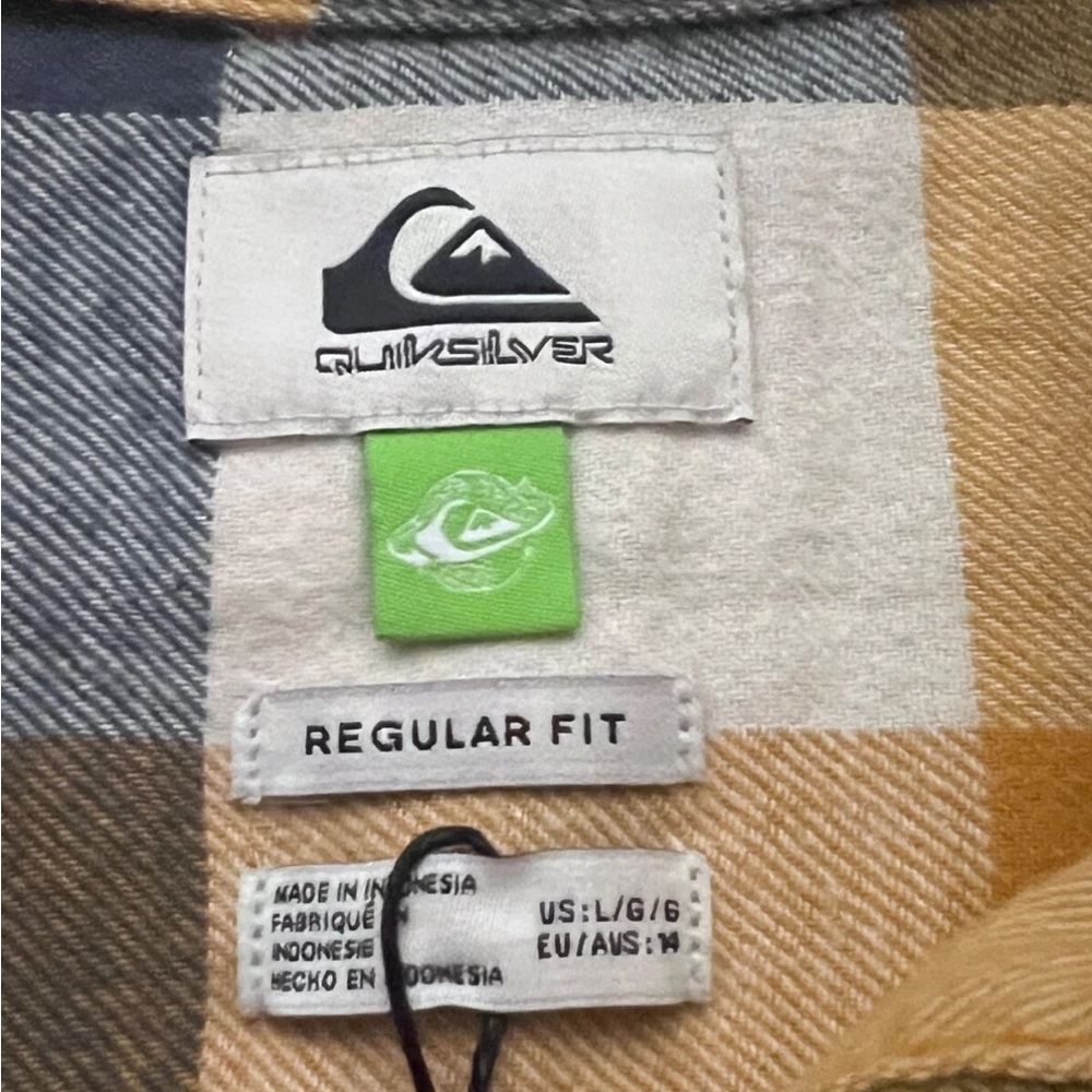 Quiksilver Motherfly Boy Flannel Shirt Boys Large Long Sleeve Plaid Button-Up - Picture 6 of 8